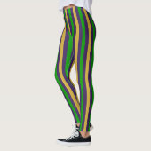 Leggings mardi Gras en or violet et vert rayé (Gauche)