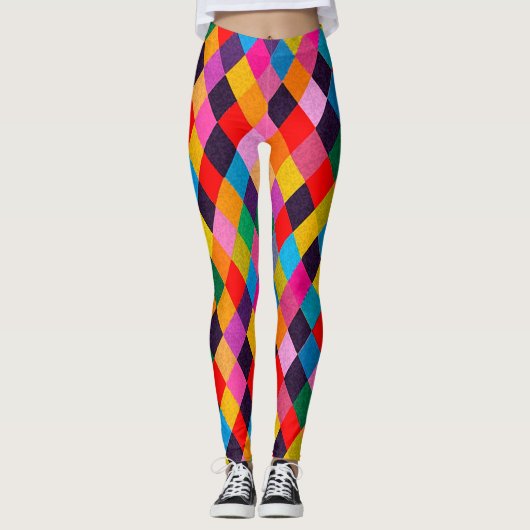 Leggings MARDI GRAS HARLEQUIN MOTIF coloré Rhombi (Devant)