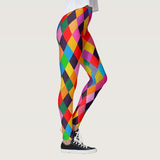 Leggings MARDI GRAS HARLEQUIN MOTIF coloré Rhombi (Droite)