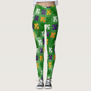 Leggings Mardi Gras Leggings, Mardi Gras Fleur de Lis