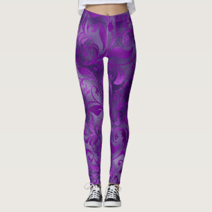 Leggings Mardi Gras Leggings, Mardi Gras Floral Violet