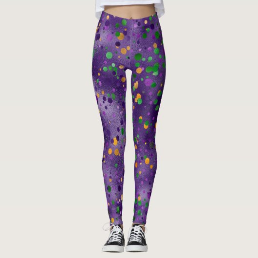 Leggings Mardi Gras Leggings, Mardi Gras Pois (Devant)