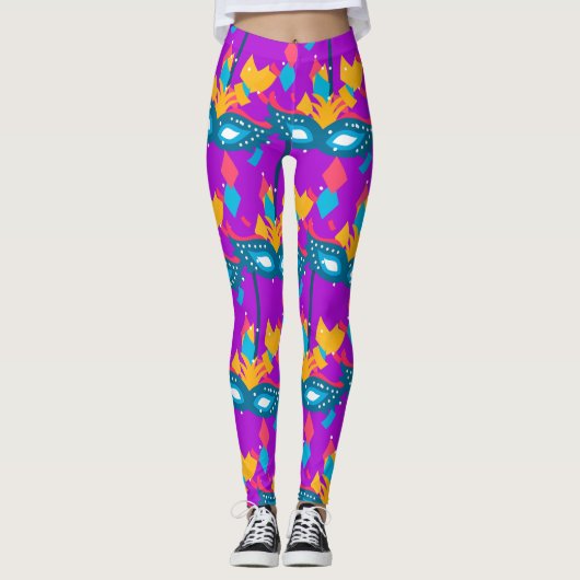 Leggings Mardi Gras Masque Et Confetti (Devant)