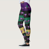 Leggings Mardi Gras Masque Gras Lignes vert pourpre et étin (Gauche)