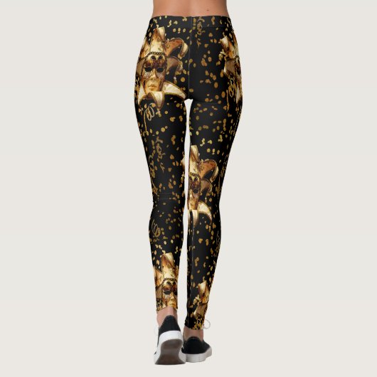 Leggings Mardi Gras Masque Or Et Confetti (Dos)