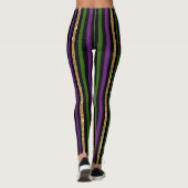 Leggings Mardi Gras Motif Rayure Verticale Violet Vert (Dos)
