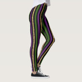 Leggings Mardi Gras Motif Rayure Verticale Violet Vert (Droite)