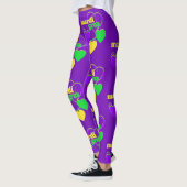 Leggings Mardi Gras New Orleans Purple Green Jaune mignonne (Gauche)
