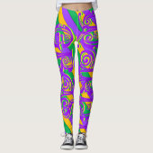 Leggings Mardi Gras New Orleans Purple Vert Jaune Texte (Devant)