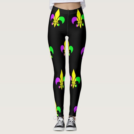 Leggings Mardi Gras Nouvelle-Orléans Fleur de Lis (Devant)