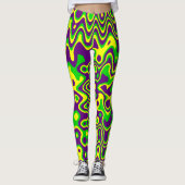 Leggings [Mardi Gras OpArt] Jaune violet vert (Devant)