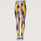Leggings Mardi Gras Purple Gold Haute Qualité Femmes (Devant)