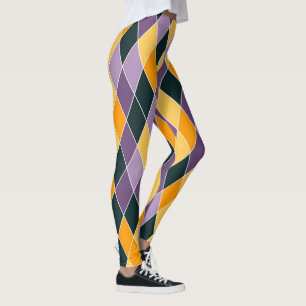 Leggings Mardi Gras Purple Gold Haute Qualité Femmes