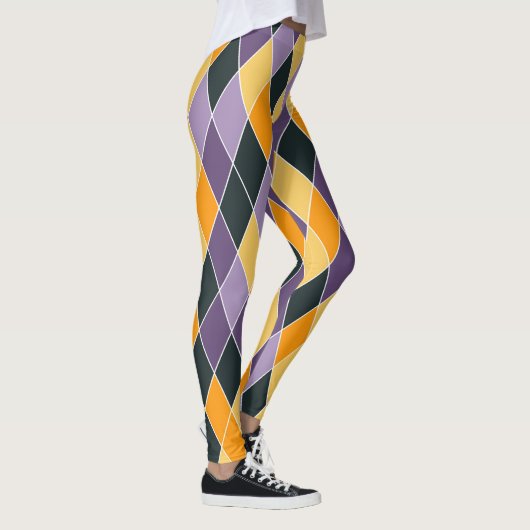 Leggings Mardi Gras Purple Gold Haute Qualité Femmes (Droite)