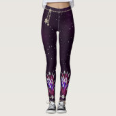 Leggings Mardi Gras Purple Parties scintillant Plumes Pende (Devant)