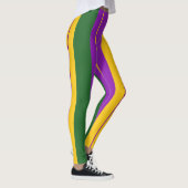 Leggings Mardi Gras Stripey Mauve, Vert, jaune (Droite)
