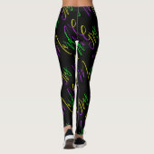 Leggings Mardi Gras Typographie vert violet jaune noir (Dos)