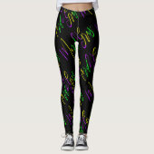 Leggings Mardi Gras Typographie vert violet jaune noir (Devant)