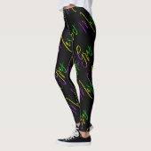 Leggings Mardi Gras Typographie vert violet jaune noir (Gauche)