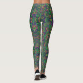Leggings Mardi Gras vert violet tourbillonne abstrait (Dos)
