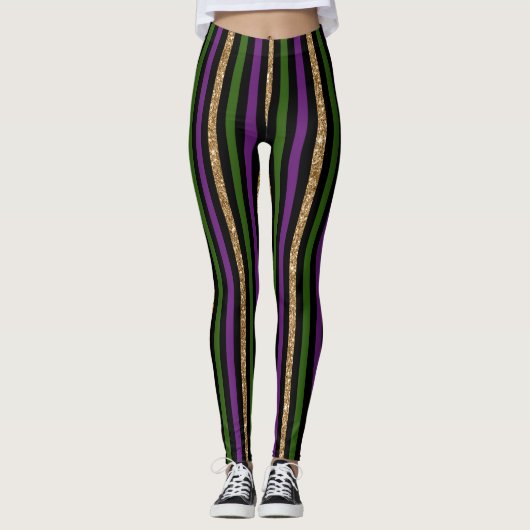 Leggings Mardi Gras Verticale Lignes Parties scintillant do (Devant)