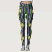 Leggings Mardi Gras Verticales Stripes & Fleur de Lys (Devant)