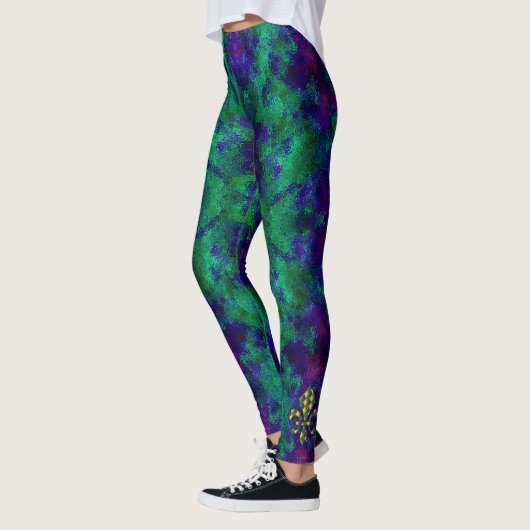 Leggings Mardi Gras Violet Vert Fleur di Lis (Gauche)