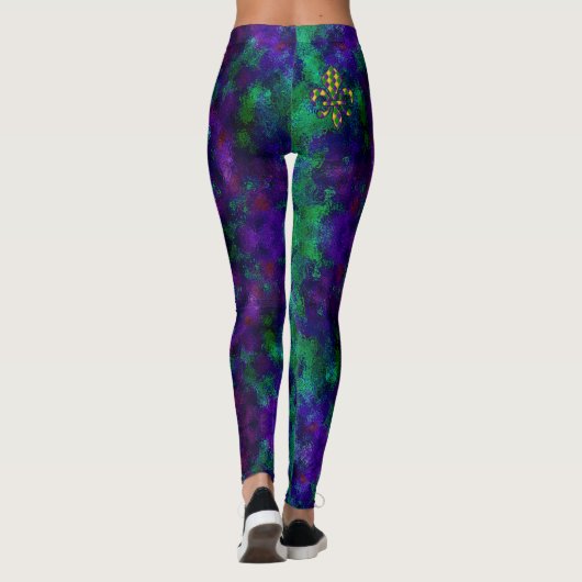 Leggings Mardi Gras Violet Vert Fleur di Lis (Dos)