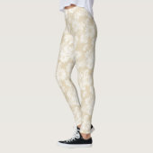 Leggings Marguerites blanches sur le motif floral beige (Gauche)
