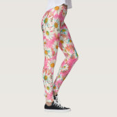 Leggings Marguerites blanches sur le motif floral rose (Droite)