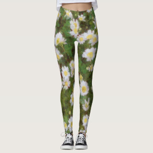 Leggings Marguerites Peintes Dans Un Style Impressionniste