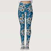 Leggings Marguerites sur bleu (Devant)