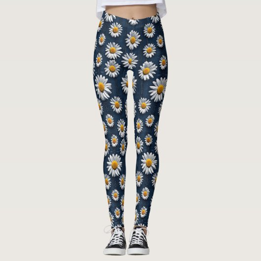 Leggings Marguerites Sur Denim (Devant)