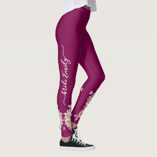 Leggings Mariage floral bordeaux pour la mariée et les demo
