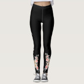 Leggings Mariée noire florale et femme de ménage (Devant)