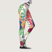 Leggings Marine bleu et rouge aquarelle boho chic Fleurs (Droite)