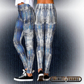 Leggings Marine Blue Grunge Denim Texture |