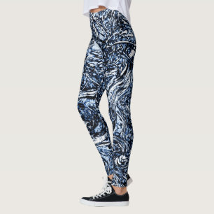 Leggings Marine Blue Nature Motif Abstrait