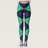 Leggings Marine, diamant Turquoise et or (Devant)
