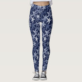 Leggings Marine marine Bleu et Blanc Starfish Mer Thème (Devant)