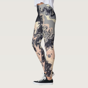 Leggings Marine, rose, guêtres abstraites de lavande - "Ch