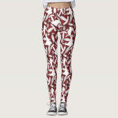 Leggings Maroon blanc équipe couleurs girly volleyballs mot (Devant)