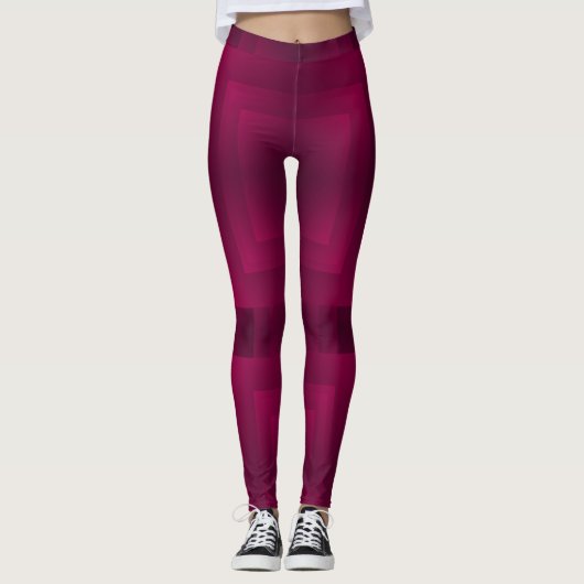 Leggings Maroon couleur géométrique design simple (Devant)