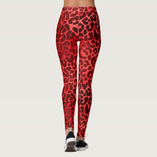 Leggings Maroon sur les points léopards rouges (Dos)