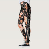 Leggings Marque stylisée en script sur les côtés Fleurs noi (Gauche)