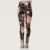 Leggings Marque stylisée en script sur les côtés Fleurs noi (Devant)