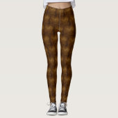 Leggings marron foncé patiné cuir motif (Devant)