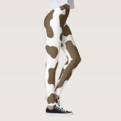 Leggings Marron rustique & Impression de vache blanche Cou (Droite)