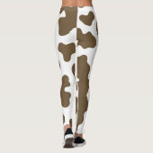 Leggings Marron rustique & Impression de vache blanche Cou (Dos)