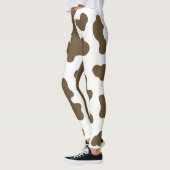 Leggings Marron rustique & Impression de vache blanche Cou (Gauche)